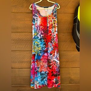 The Pyramid Collection Abstract Floral Maxi Dress Size XL Made in USA